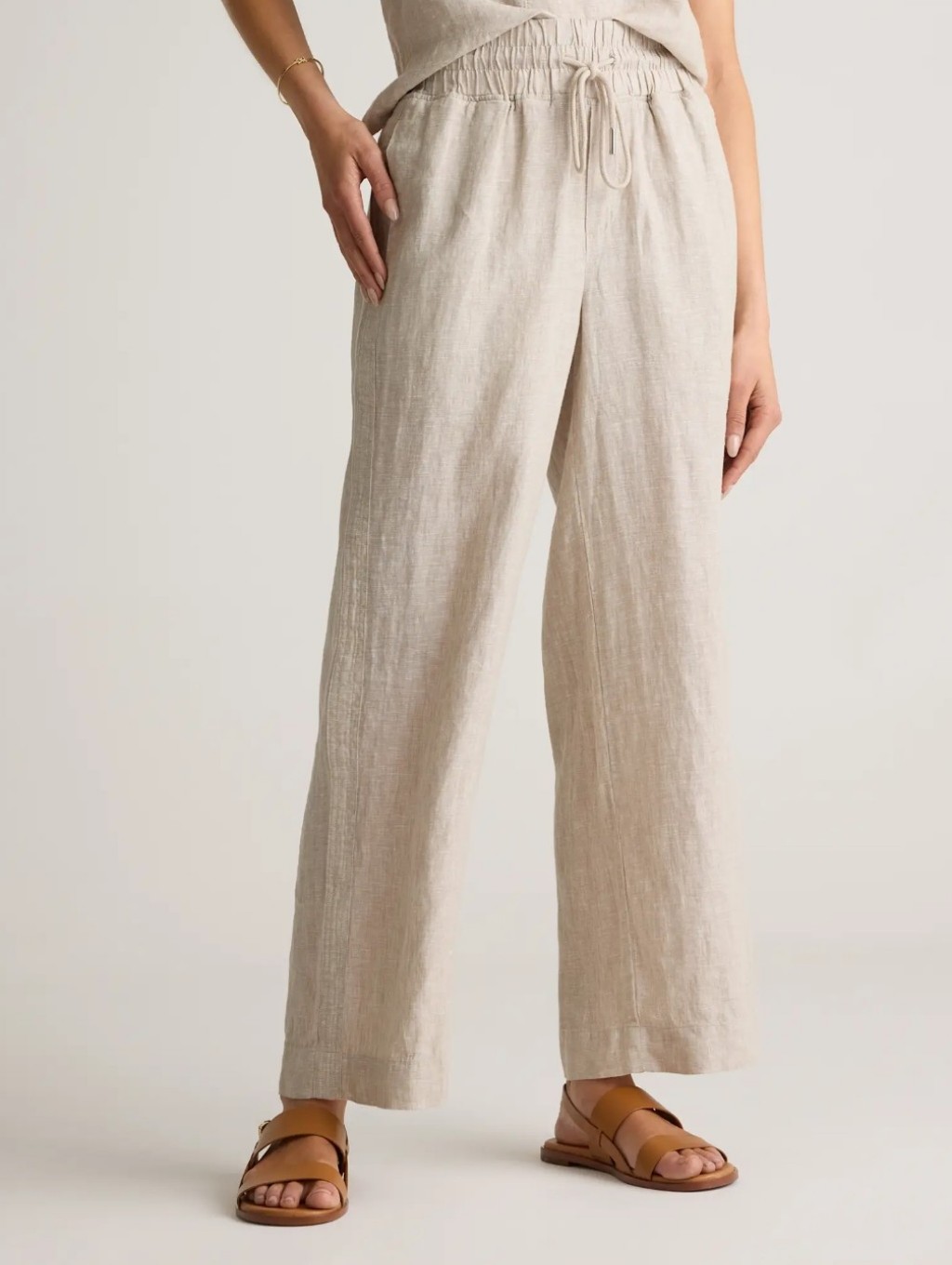 Quince Relaxed Drawstring 100% Linen Pants - Beige Size Xl